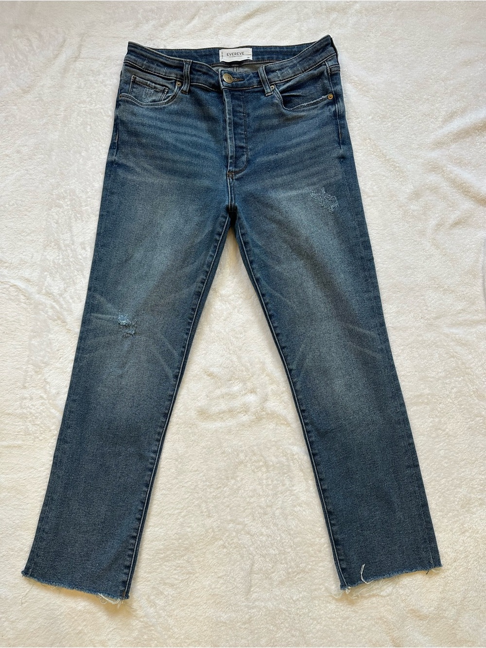 Evereve The Ever Straight High Rise Fit Women's Dark Indigo Jeans salvage